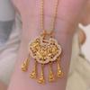 Pingente de fecho de diamante com ponta de lótus antiga Fugui Pingente de borla auspicioso Imitação de areia vietnamita Colar temperamento com fecho de longa duração dourado