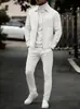 Nueva chaqueta informal de punto gofrado para hombre, color liso, con cremallera y traje informal de otoño e invierno transfronterizo