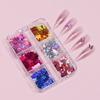 Explosões transfronteiriças Manicure Rivet Joias Não Desbota Cor Mista 6-grade Longo Metal Oco Estrela Lua Decoração Unhas