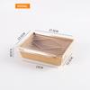 Lonchera desechable de papel Kraft de venta directa, caja cuadrada para ensalada de frutas y verduras, caja de embalaje ligera con tapa transparente para comida fitness