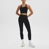 Top sin mangas Racerback de Alta Elasticidad Transpirable Agradable para la Piel Antishock para Yoga Deporte Correr Fitness Pantalones Largos de Cintura Alta Conjunto de Yoga