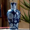Vaso de cerâmica chinês azul e branco com fundo azul planta verde hidropônica flores ornamentos de vaso de cerâmica ornamentos de sala de estar