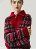 Suéter de Cachemira con Media Cremallera, Capa Interior de Manga Larga Intarsia Resistente de Cuello Alto para Mujer, Nuevo Estilo Commuter Otoño e Invierno