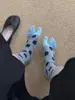 Calcetines de lunares de colores calcetines de media pantorrilla para mujer calcetines de dos dedos calcetines holgados de bloques de color retro calcetines de estilo coreano de punta dividida calcetines de algodón puro para mujer