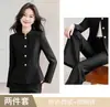 Blazer de alta gama transfronterizo, elegante y chic para otoño e invierno, traje de manga larga estilo diosa con pantalones acampanados, atuendo profesional de moda