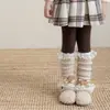 Zapatos Algodón Calentadores de Piernas Infantiles Primavera y Otoño Estilo Ballet Calcetines para Pantorrilla Adorno de Encaje Lazo Chica Lolita Cubre Pantorrillas