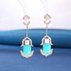 Pendientes de plata S925 con diseño de lazo de amor, de estilo pequeño, de lujo y con combinación de circonitas amarillas, para mujer