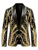 Nueva chaqueta de traje cruzada para hombre con estampado de lentejuelas de rama, traje casual para hombre, chaqueta formal moderna y de moda