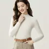 Modelo 2026, suéter 100% cachemira pura para mujer, con cuello medio alto, tejido de canalé, corte ajustado y diseñado para ser favorecedor y estilizar la figura, perfecto para otoño e invierno