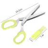 Tijeras Multicapa de Acero Inoxidable, Tijeras de Cocina Multifuncionales, Tijeras para el Hogar, Tijeras de Cinco Capas para Cebolleta, Tijeras para Cilantro, Tijeras para Triturar Papel, Tijeras para Suplementos Alimenticios