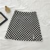 Falda Midi Línea A Otoño 2024 Nuevo Estilo para Mujer Cintura Alta Adelgazante Diseño Retro de Cuadros Falda Corta Ajustada