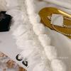 Cortina francesa con costura lateral, bola de plumas, encaje en crema, encaje lateral, ciberaccesorios tridimensionales de celebración, borlas