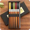 Caixa de Presente com Hashis de Bambu Domésticos Conjunto de Talheres Portátil 5 Pares Estilo Japonês Casa Hashis de Bambu Estilo Japonês Atacado Junta de Bambu