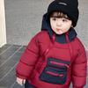 Ropa para niños de Corea del Sur, chaqueta acolchada de algodón de invierno para niños, bonito abrigo grueso acolchado de algodón para niños, chaqueta acolchada de algodón festiva roja estilo occidental para bebés