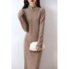 Vestido Cheongsam Outono e Inverno Novo Suéter de Caxemira Feminino Gola Alta Média Comprimento Acima do Joelho Emagrecedor Camisa Base de Lã Tricotada