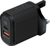 Carregador de carregamento rápido USB 20W PD com padrão privado, tipo-c USB, cabeça de carregamento rápido para celular europeia, americana e britânica