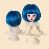 Peluca para Muñeca BJD 346 Puntos Flequillo de Seda Suave Cabello Corto Liso Bob Estilo Bebé Disfraz Cabeza Falsa
