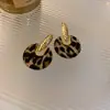 Pendientes Colgantes de Flor con Estampado de Leopardo Manchado de Resina Aguja de Plata Lujo Accesible Pendientes de Gama Alta Moda Retro Pendientes Versátiles para Mujer