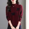 Suéter de Tricô Feminino Gola Alta Meia-Calça Outono/Inverno 2026, Camisa Base Versátil Jacquard Color-Block, Suéter Estiloso Soltinho Emagrecedor