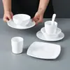 Vajilla Imitación Porcelana de Melamina para Hoteles y Restaurantes, Juego de Cuatro Piezas para Restaurantes de Banquetes, Juego de Tazas, Cucharas, Tazones, Platos y Palillos para Uso Comercial