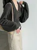 Conjunto de Dos Piezas de Cardigan de Punto con Cuello Halter de Lana de Oveja Luxi para Mujer, Otoño 2026, Suéter Versátil Elegante para el Trabajo ss1096