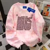 Moletom Redondo Estiloso Preguiçoso com Vibe Americana para Mulheres Outono e Inverno Marca Ins Trendy Tie-Dye Khaki Casual