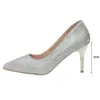 Zapatos de Tacón Alto Plateados para Mujer, Tacones de Aguja, Nuevos Zapatos de Boda Puntiagudos Otoño 2025, Tallas Grandes 41-43, Elegantes y de Alta Gama