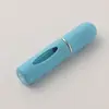 Botella de perfume redonda de 5 ml con fondo lleno de plástico PP, atomizador portátil para viajes, botella de muestra vacía, impresión de logotipo