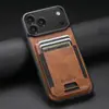 Funda de teléfono con soporte adecuada para Apple 18Promax, Funda de cuero con tarjetero y banda elástica de cera de aceite para Samsung S26Ultra