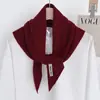 Cachecol Triangular 100% Lã Pura para Mulheres no Outono e Inverno, Cachecol de Tricô Versátil de Cor Pura Quente, Xale, Cachecol de Alta Qualidade