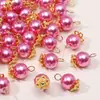 Colgante de Perla de Imitación de Concha de Vidrio, Colgante de Perla Redonda Multicolor Chapado en Oro, Accesorios para Pendientes Collares de Bricolaje Venta al por Mayor