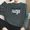 Camiseta masculina de manga comprida de algodão pesado 260g, tendência, base interna, camisa, gola redonda, roupas superiores, camiseta solta americana
