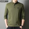 Preço Controlado JP Camiseta Masculina Manga Longa Gola Lapela Solta Tamanho Grande Outono Novo Algodão Pérola Casual Top PS5263