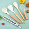 Colher de Cozinhar e Espátula Conjunto de Utensílios de Cozinha Silicone Cabo de Madeira Utensílios de Cozinha Conjunto de 12 Peças Espátula Antiaderente Conjunto de 11 Peças Conjunto para Assar