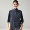 Chaleco Cardigan de Punto Versátil de Color Sólido, de Punto Trenzado, Cuello Alto Retro, Mezcla de Cachemira, de un Solo Botón