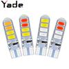 Luz LED pequeña para motocicleta, flash bicolor de silicona T10 5730 8SMD, luz LED ancha para matrícula de coche