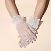 Nuevos Guantes de Satén Vintage 2022 Malla Cortos de Encaje Boda Nupcial Perla Negro Talla Única Boda