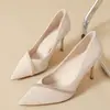 Tacones altos estilo francés, colección primavera/verano, tacón de aguja, punta fina, diseño 2026 con adornos de pedrería, zapatos de mujer elegantes y a la moda