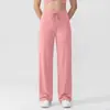Pantalones de Yoga Amplios y Fluidos para Mujer, Pantalones Deportivos Rectos de Verano Finos de Secado Rápido, Pantalones Largos de Fitness Cropped de Cintura Alta