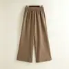 Outono de 2026 Novo Estilo Chinês Calça Masculina de Sarja de Algodão e Linho Reta de Perna Larga, Tamanho Grande, Solta, Lavada Vintage e Desgastada Longa