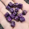 Cuentas Sueltas Hexagonales de Cristal de Dragón Morado, Cuentas de Barril Talladas en Roca de Cuarzo Morado, Cuentas de Accesorio para Joyería de Columna Recta