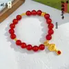 Nuevo Estilo Chino Tradicional Pulsera de Ábaco Nube Chapada en Oro Ágata Roja para Mujer, Tendencia Nacional Estilo DIY Pareja Regalo para Transmisión en Vivo