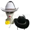 Sombrero vaquero de encaje blanco y negro europeo y americano, cinta de encaje marrón, sombrero vaquero occidental de pelo de avestruz negro, sombrero para festivales de carnaval, escalada