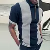 Polo Masculino de Nuevo Estilo Europeo y Americano Transfronterizo Estampado Digital 3D Moda Casual Camisa Polo de Manga Corta con Media Cremallera