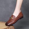 Jishu 2025 Primavera y Verano Zapatos de Cuero de Vaca de Estilo Británico con Capa Superior Mocasines de Suela Blanda de Tacón Bajo Retro Francés de Moda