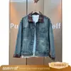 Chaqueta de mezclilla falsa de dos piezas empalmada para hombre, primavera y otoño, estilo retro americano, chaqueta con cuello de solapa, abrigo de trabajo de alta gama, elegante