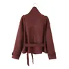 Colección de otoño transfronteriza MYST&ZA: nueva chaqueta de moda para mujer de manga larga con cuello alto y cinturón, en estilo europeo y americano