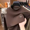 Sudadera para hombre con seda de morera y lana de oveja, nueva capa interior casual Otoño e Invierno 2026, camiseta base cálida de manga larga y cuello semi-alto