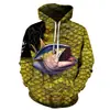 Sudadera con capucha casual para hombre 2024 suéter con estampado 3D suéter de pescado con estampado digital