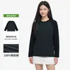 Camiseta de manga larga 100% algodón de 230g directo de fábrica para mujer, top raglán de peso pesado con bloques de color para otoño e invierno, camiseta básica elegante
